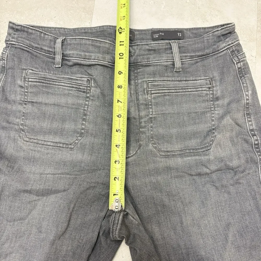 J.Jill Jeans High Rise Flare Gray Wash Patch Pocket Wide Leg Denim Size 12